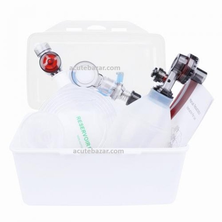 Manual Resuscitator Adult (Adult Ambu Bag) with Storage Case.
